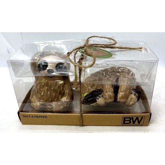 Boston Warehouse Sloth Salt and Pepper Shakers NEW With Tags - Picture 1 of 15